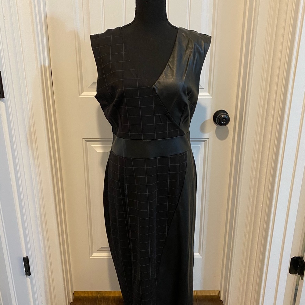 BNWT NY&C black faux leather and fabric dress